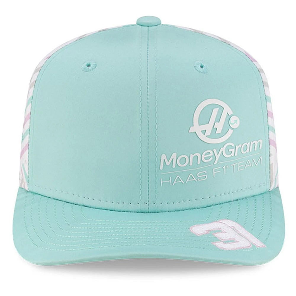 Casquette ajustable noire Kevin Magnussen Haas F1 Team 2025 Miami Grand Prix Driver numéro 9SEVENTY pour homme New Era
