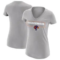 T-shirt gris chiné à col en V Halifax Thunderbirds pour femme avec logo principal