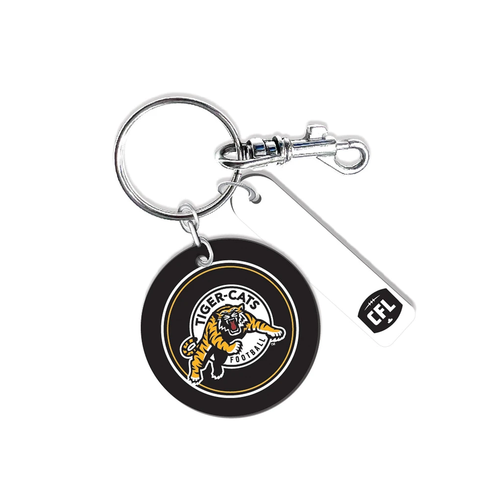 Hamilton Tiger-Cats Personalized Leather Round Keychain