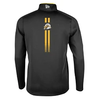 Men's New Era Black Hamilton Tiger-Cats Sideline Edge Performance Quarter-Zip Top