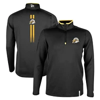 Men's New Era Black Hamilton Tiger-Cats Sideline Edge Performance Quarter-Zip Top