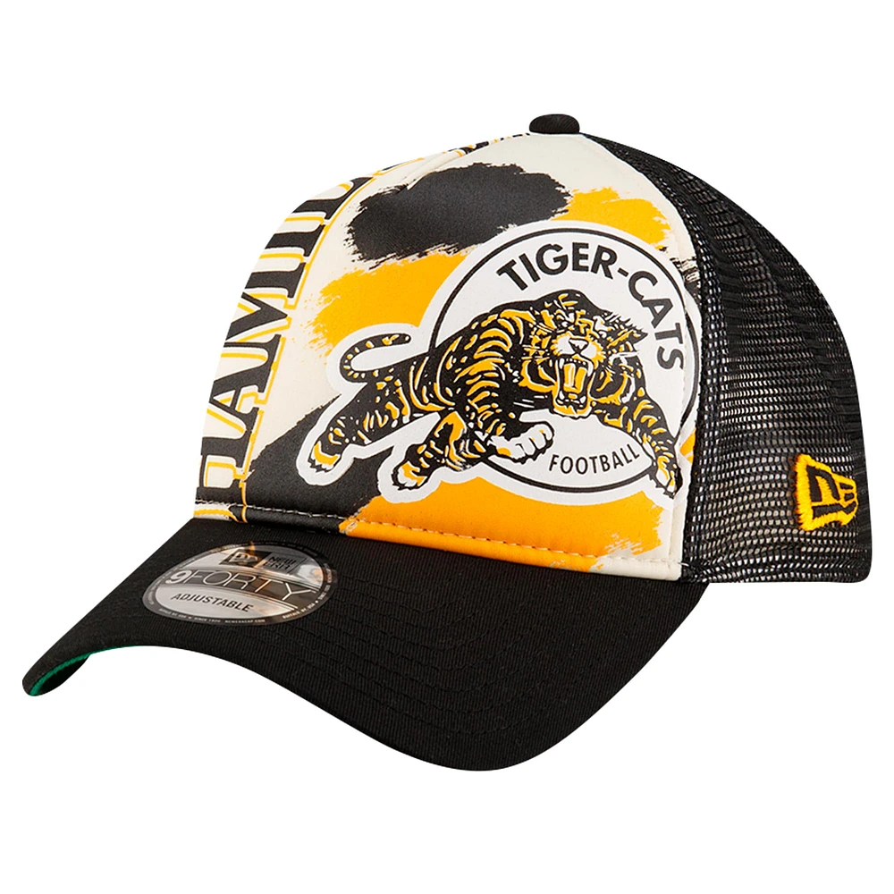 Men's New Era Black Hamilton Tiger-Cats Turf Traditions 9FORTY Adjustable Hat