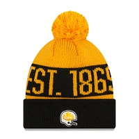 Bonnet en tricot à revers avec pompon New Era pour hommes, noir, Hamilton Tiger-Cats Turf Traditions