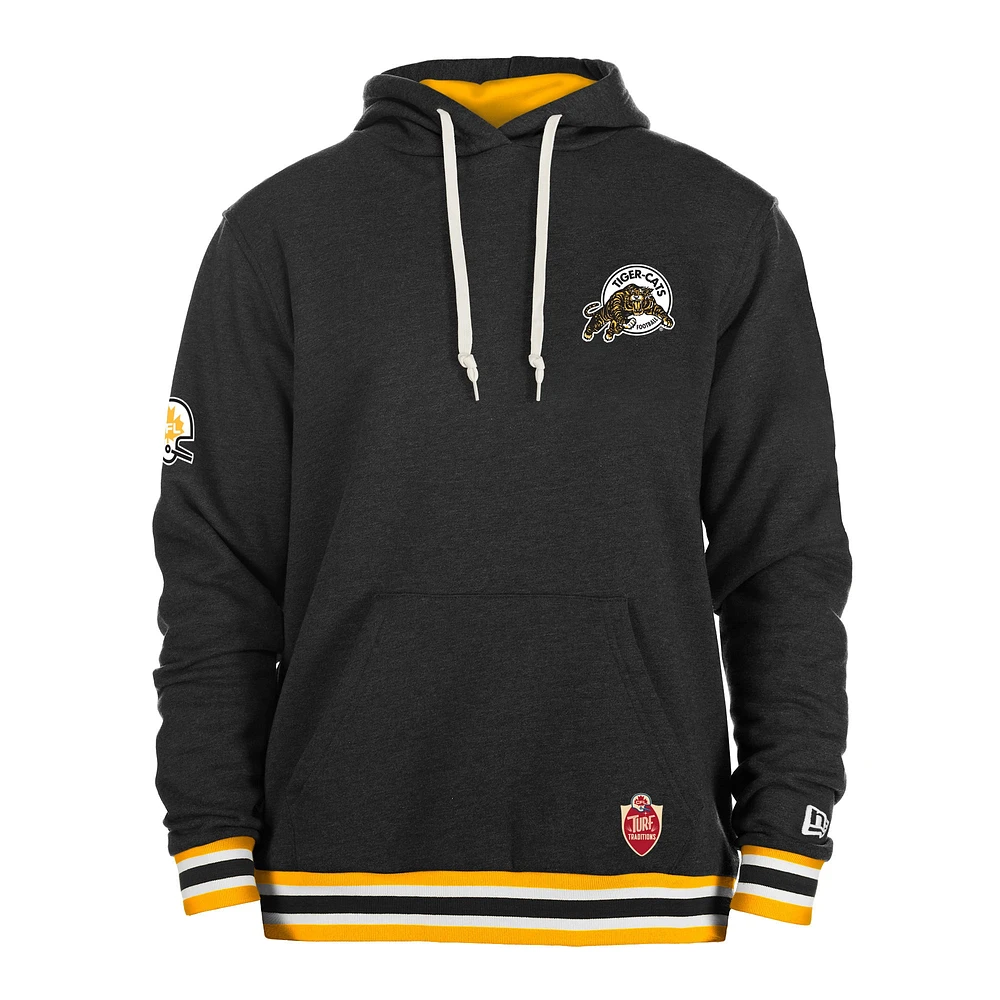 Men's New Era Black Hamilton Tiger-Cats Turf Traditions Pullover Hoodie