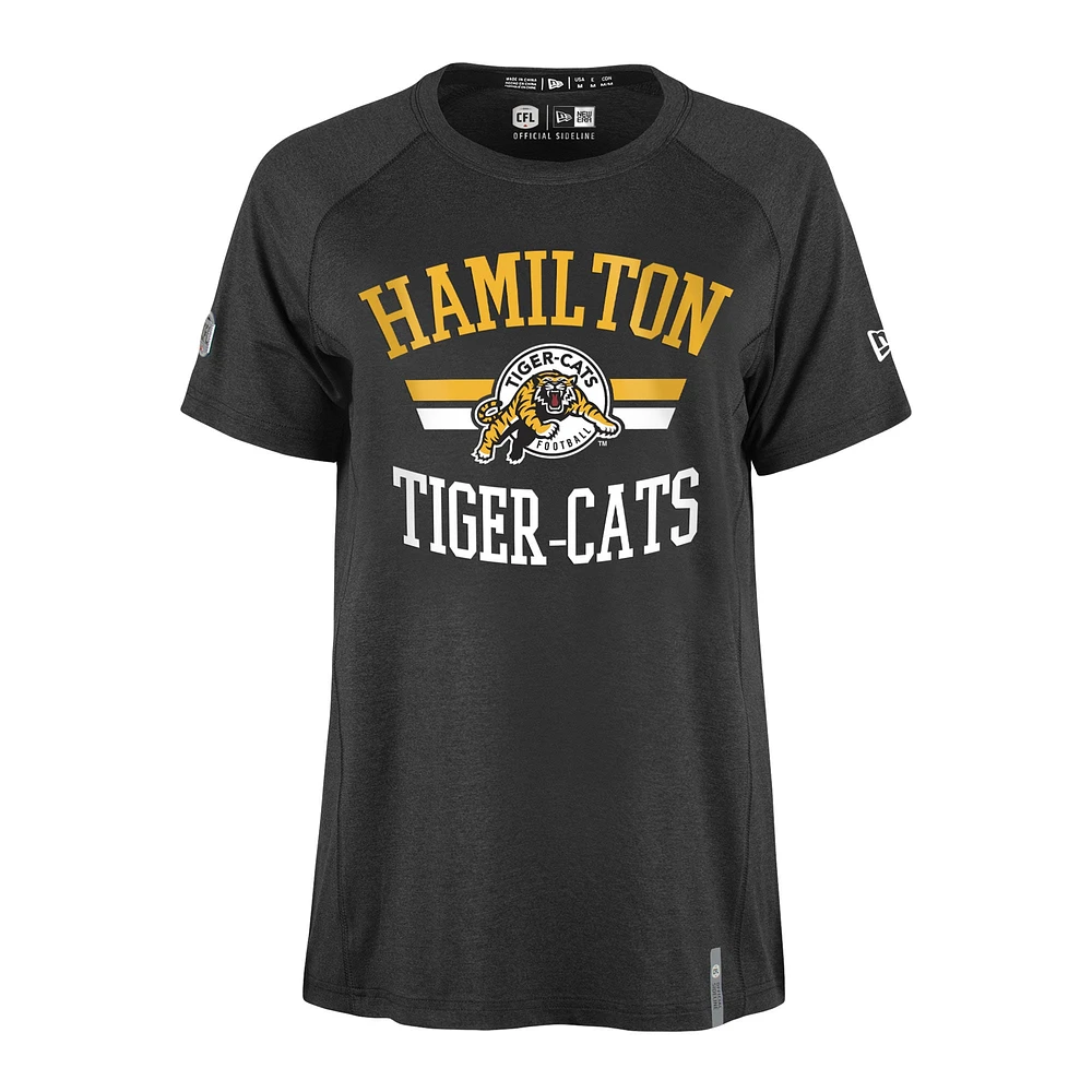 T-shirt à manches raglan Performance Black Hamilton Tiger-Cats Sideline Circuit pour femme New Era