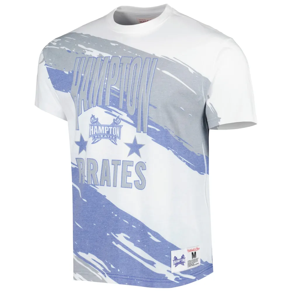 Men's Mitchell & Ness White Hampton Pirates Paintbrush Sublimated T-Shirt