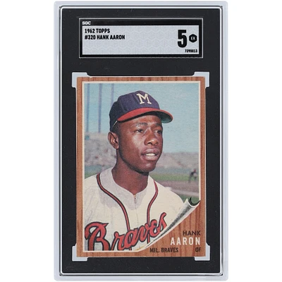 Hank Aaron Atlanta Braves 1962 Topps #320 SGC Authenticated 5 Card