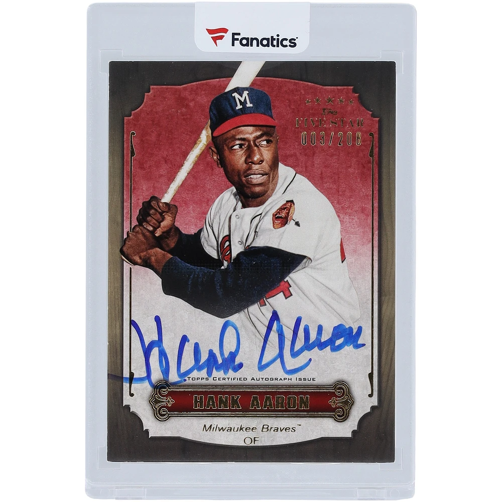 Hank Aaron Milwaukee Braves Autographed 2012 Topps Five Star #FSA-HA #3/208 Card