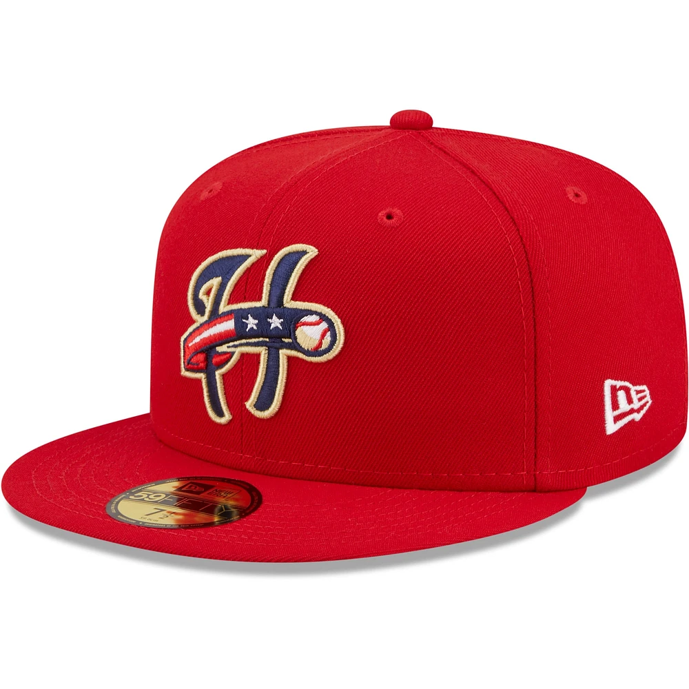 Men's New Era Red Harrisburg Senators Authentic Collection 59FIFTY Fitted Hat