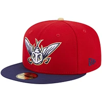 Casquette ajustée 59FIFTY pour hommes des soirées thématiques Harrisburg Senators Mayflies de New Era, rouge