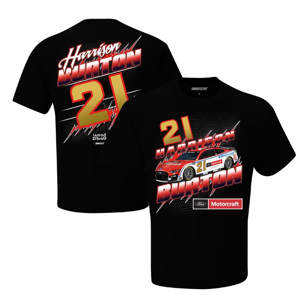 Men's Checkered Flag Black Harrison Burton Motorcraft Groove T-Shirt