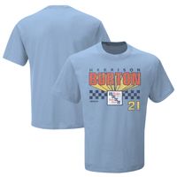 Men's Checkered Flag Light Blue Harrison Burton Retro T-Shirt