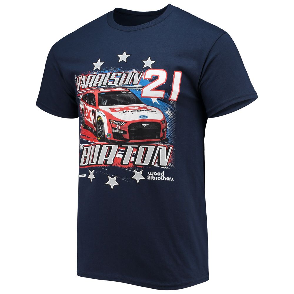 Men's Checkered Flag Navy Harrison Burton Stars & Stripes T-Shirt