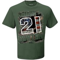 Men's Checkered Flag Olive Harrison Burton Camo Patriotic T-Shirt