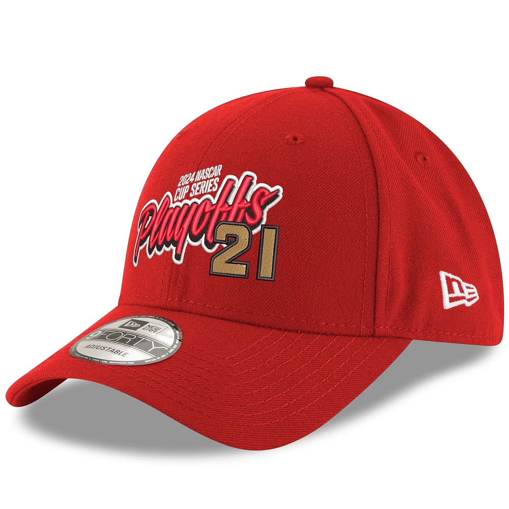 Men's New Era Scarlet Harrison Burton 2024 NASCAR Cup Series Playoffs 9FORTY Adjustable Hat