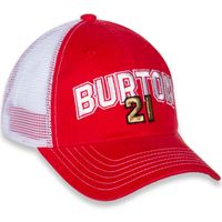 Women's Checkered Flag Red/White Harrison Burton Name & Number Adjustable Hat