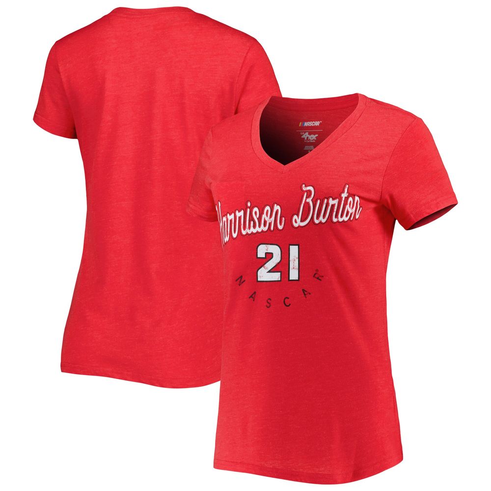 Women's G-III 4Her by Carl Banks Red Harrison Burton Bump & Run V-Neck T-Shirt