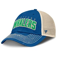Men's Fanatics Blue/Natural Hartford Whalers Veteran Trucker Adjustable Hat