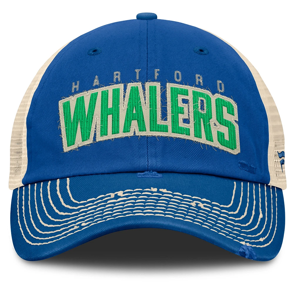 Men's Fanatics Blue/Natural Hartford Whalers Veteran Trucker Adjustable Hat