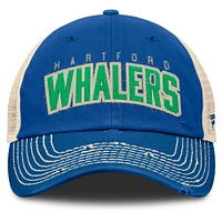 Men's Fanatics Blue/Natural Hartford Whalers Veteran Trucker Adjustable Hat