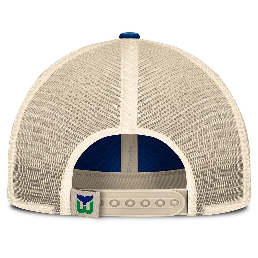 Men's Fanatics Blue/Natural Hartford Whalers Veteran Trucker Adjustable Hat