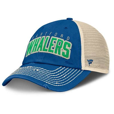 Men's Fanatics Blue/Natural Hartford Whalers Veteran Trucker Adjustable Hat