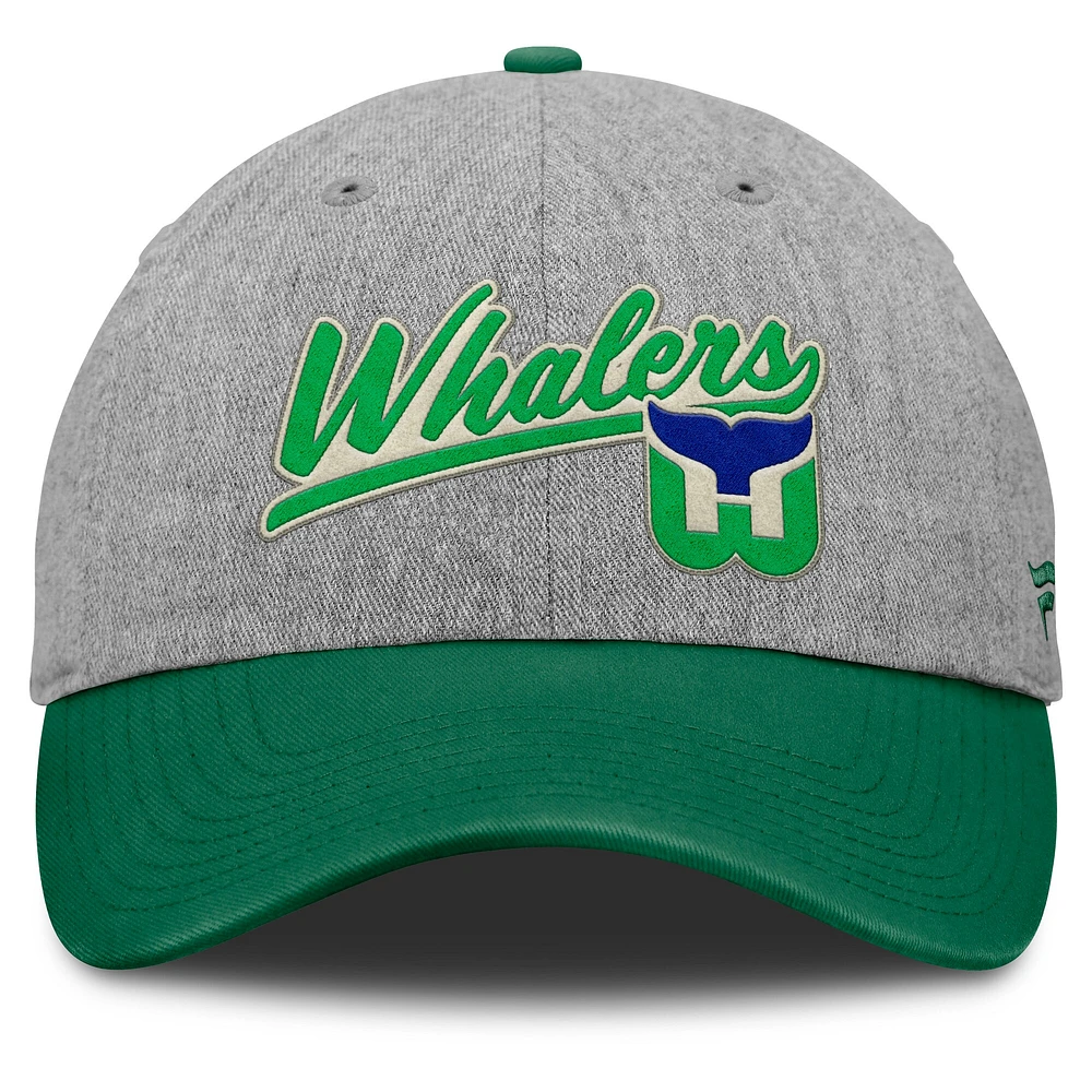 Men's Fanatics Gray/Green Hartford Whalers Rebound Adjustable Hat