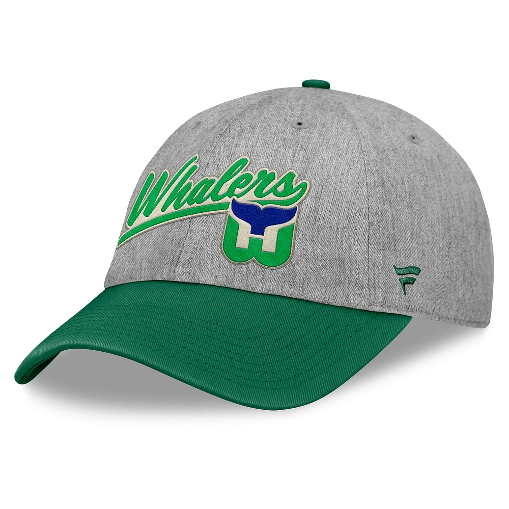 Men's Fanatics Gray/Green Hartford Whalers Rebound Adjustable Hat