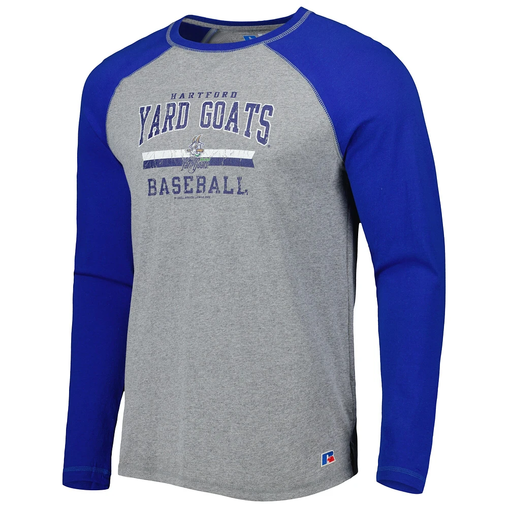 Men's Royal/Heathered Gray Hartford Yard Goats Long Sleeve Baseball T-Shirt