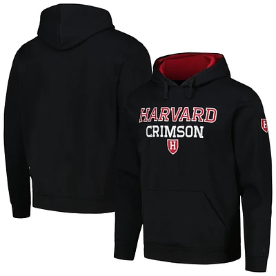 Men's Colosseum Black Harvard Crimson Sunrise Pullover Hoodie