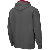 Men's Colosseum Charcoal Harvard Crimson Arch & Logo 3.0 Full-Zip Hoodie