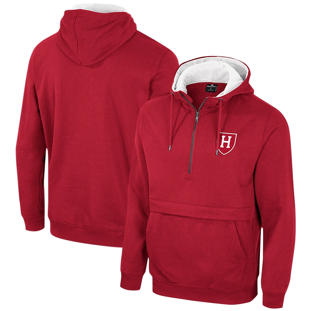 Men's Colosseum Crimson Harvard Team Half-Zip Pullover Hoodie