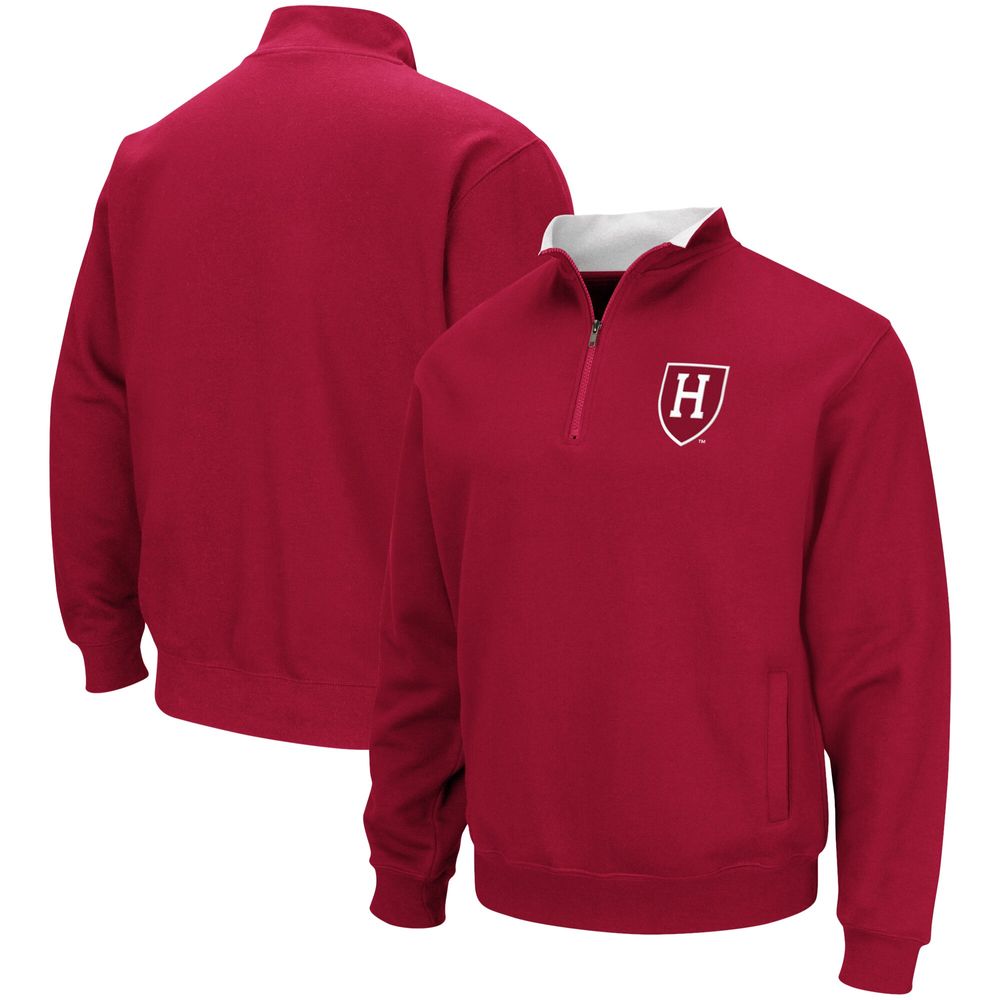 Men's Colosseum Crimson Harvard Tortugas Team Logo Quarter-Zip Jacket