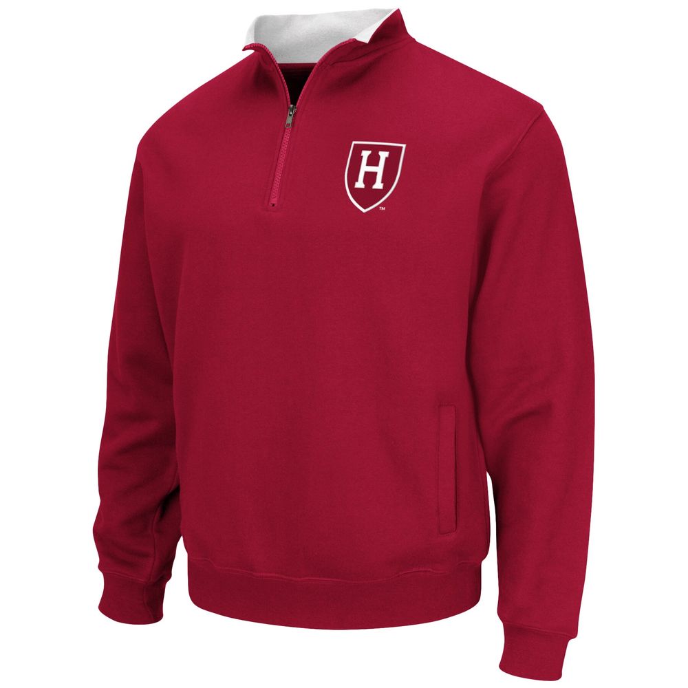 Men's Colosseum Crimson Harvard Tortugas Team Logo Quarter-Zip Jacket