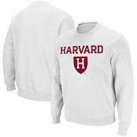 Colosseum White Harvard Crimson Team Arch & Logo Tackle Twill Pullover Sweatshirt Homme