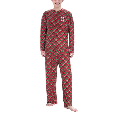 Harvard Crimson Concepts Sport Holly Knit Long Sleeve Top and Pant Set - Red/Green
