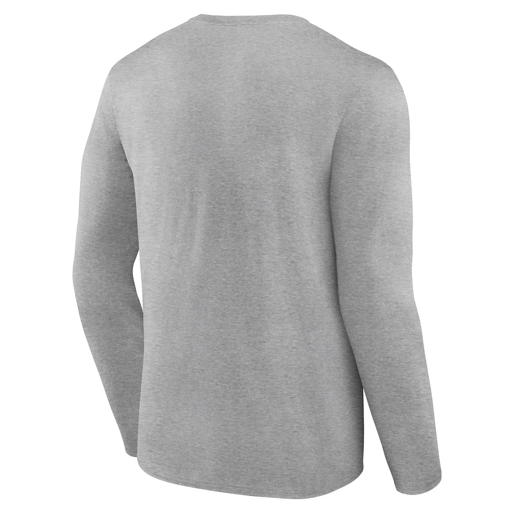 Men's Fanatics Heather Gray Harvard Crimson Basic Arch Long Sleeve T-Shirt