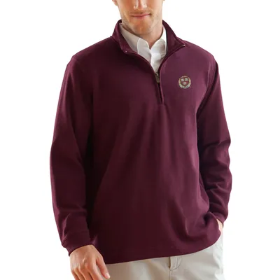 Harvard Crimson Flat-Back Rib 1/4-Zip Pullover Sweater - Maroon