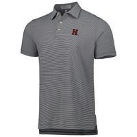 Men's Peter Millar Black Harvard Crimson Jubilee Striped Performance Jersey Polo