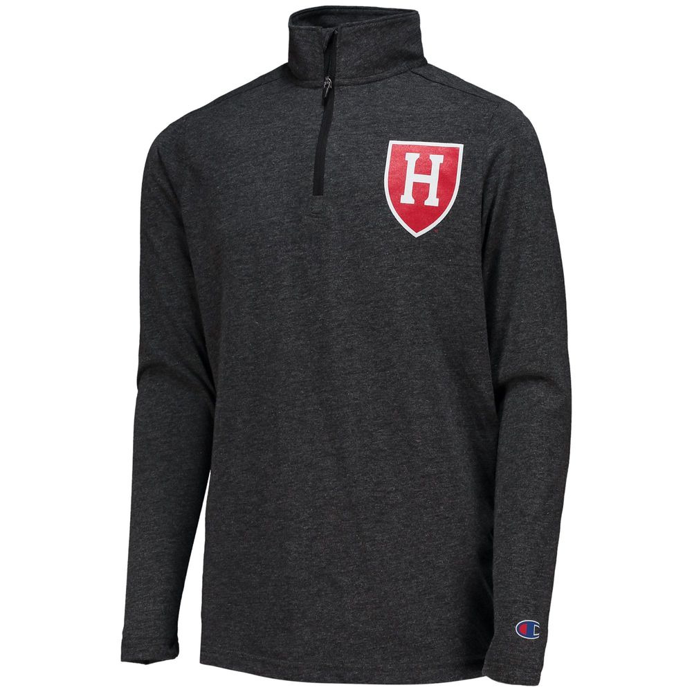 Youth Champion Heathered Black Harvard Crimson Field Day Quarter-Zip Jacket