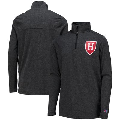 Youth Champion Heathered Black Harvard Crimson Field Day Quarter-Zip Jacket