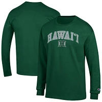 Men's Champion  Green Hawaii Rainbow Warriors Arch Over Logo Long Sleeve T-Shirt