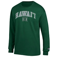Men's Champion  Green Hawaii Rainbow Warriors Arch Over Logo Long Sleeve T-Shirt