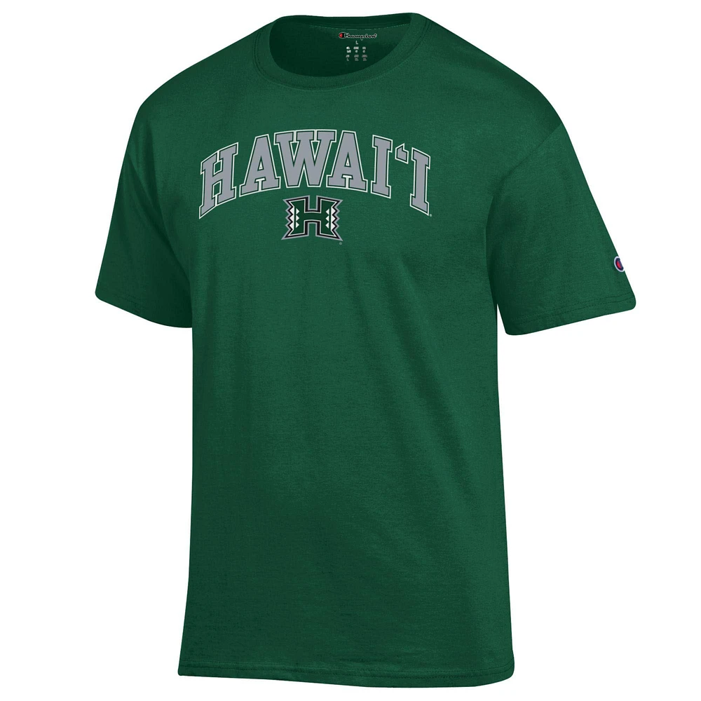Men's Champion  Green Hawaii Rainbow Warriors Arch Over Logo T-Shirt