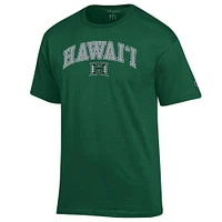 Men's Champion  Green Hawaii Rainbow Warriors Arch Over Logo T-Shirt