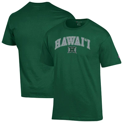 Men's Champion  Green Hawaii Rainbow Warriors Arch Over Logo T-Shirt