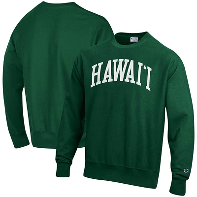 Sweat à capuche Champion Hawaii Warriors Arch Reverse Weave vert pour homme