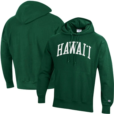 Sweat à capuche Champion Green Hawaii Warriors Team Arch Reverse Weave pour homme