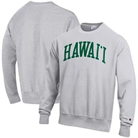 Men's Champion Heathered Gray Hawaii Warriors Arch Reverse Weave Pullover Sweatshirt