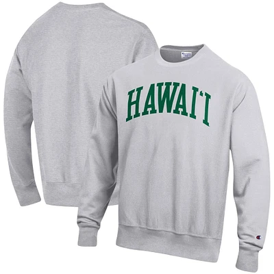 Men's Champion Heathered Gray Hawaii Warriors Arch Reverse Weave Pullover Sweatshirt